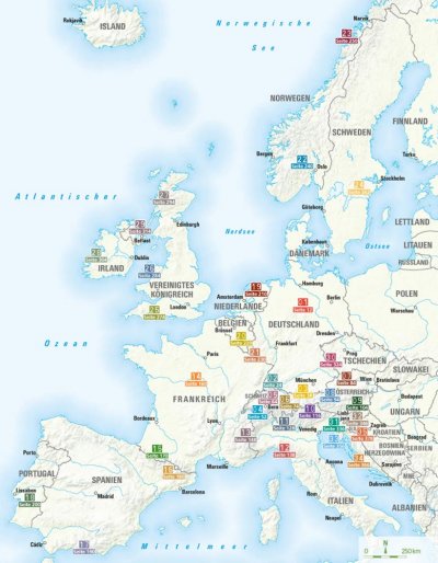 Die schönsten Bikertouren in Europa Karte