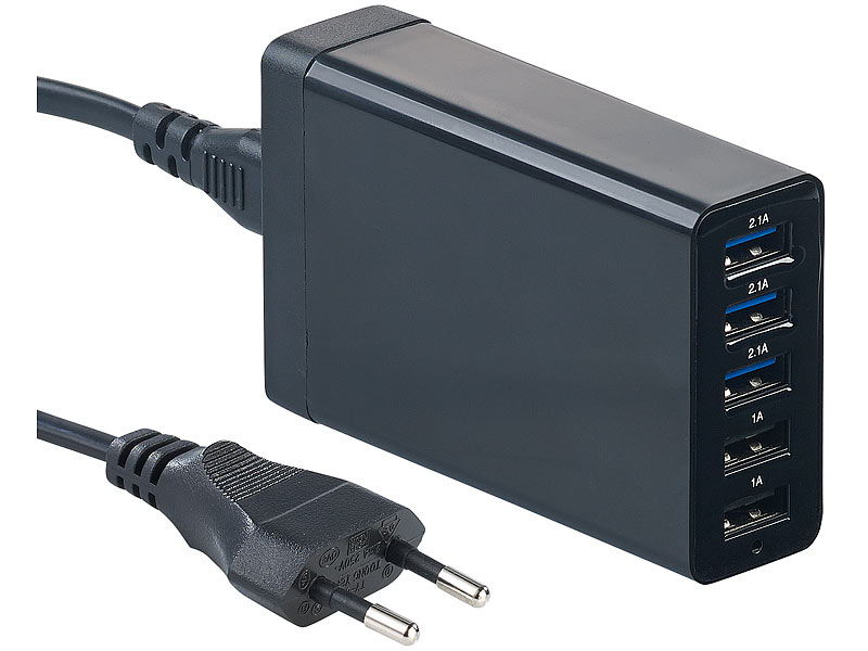 PEARL Handy Ladegerät: 2-Port-USB-Netzteil für Mobilgeräte, USB-A